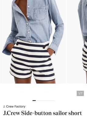 J. Crew Striped Navy and White Sailor Shorts with Side Buttons